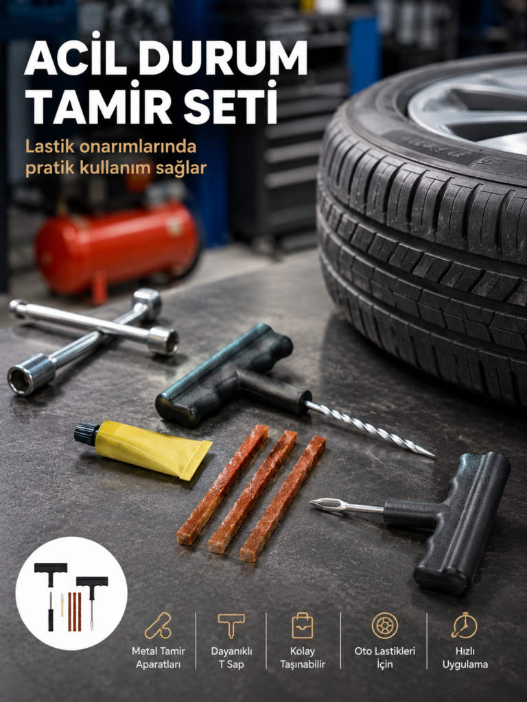 Acil Durumların Kurtarıcısı Çok Amaçlı Lastik Tamir Seti