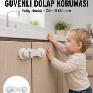 4 Adet Dolap ve Çekmece Emniyet Kilidi Çift Taraflı Bantlı Güvenli Tasarım Yeni Nesil
