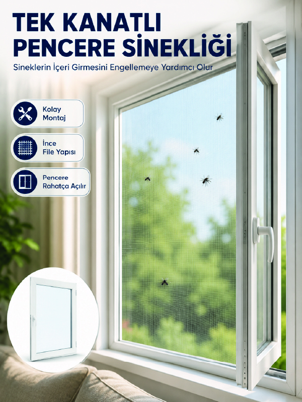 Kesilebilir Pencere Sinekliği Cırt Bantlı Sinek Koruma Filesi