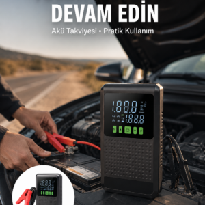 Şarjlı Araç Akü Takviyeli Hava Pompası Powerbank Özellikli Yeni Nesil