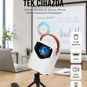 Projeksiyon Ev Sineması Bluetooth 4k HD Kaliteli Görüntü Kumandalı