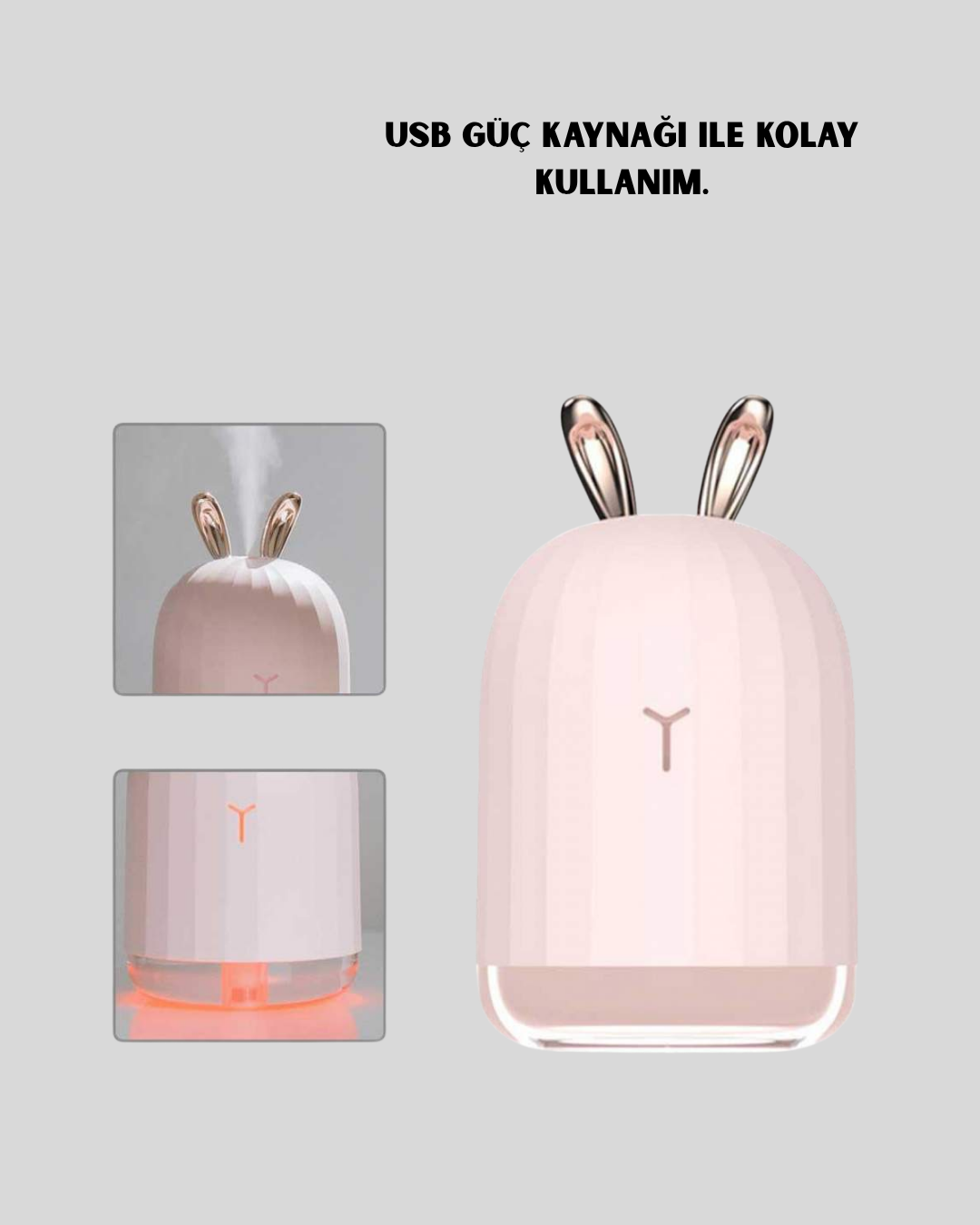 Ultrasonik Hava Nemlendirici 200 ml Aroma Difüzör LED Işıklı Sessiz
