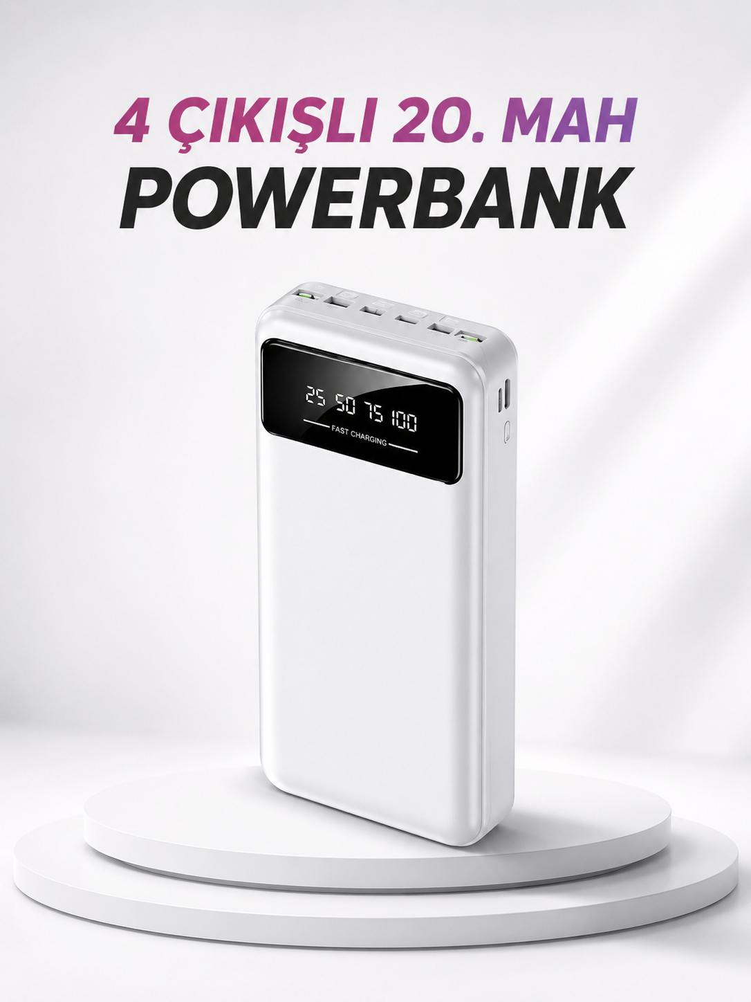 4 Çıkışlı 20.000 MAH Powerbank Taşınabilir Çoklu Giriş