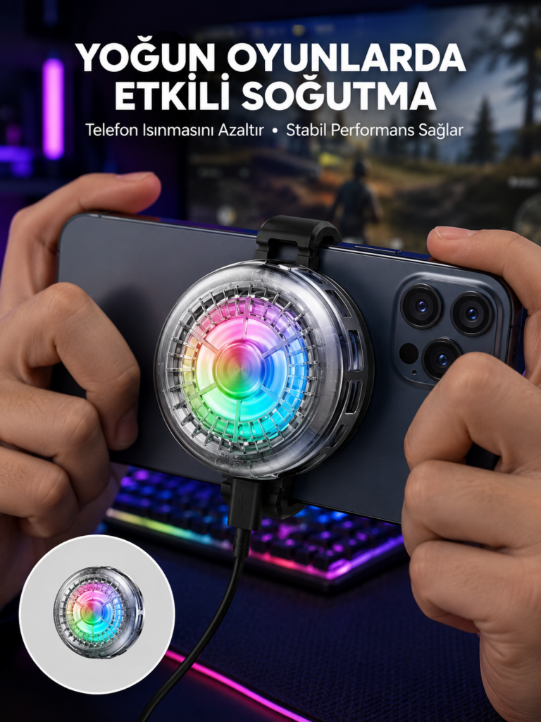 RGB LED Telefon Soğutucu Fan Yüksek Hızlı Soğutma Oyuncu Cooler Yeni Nesil