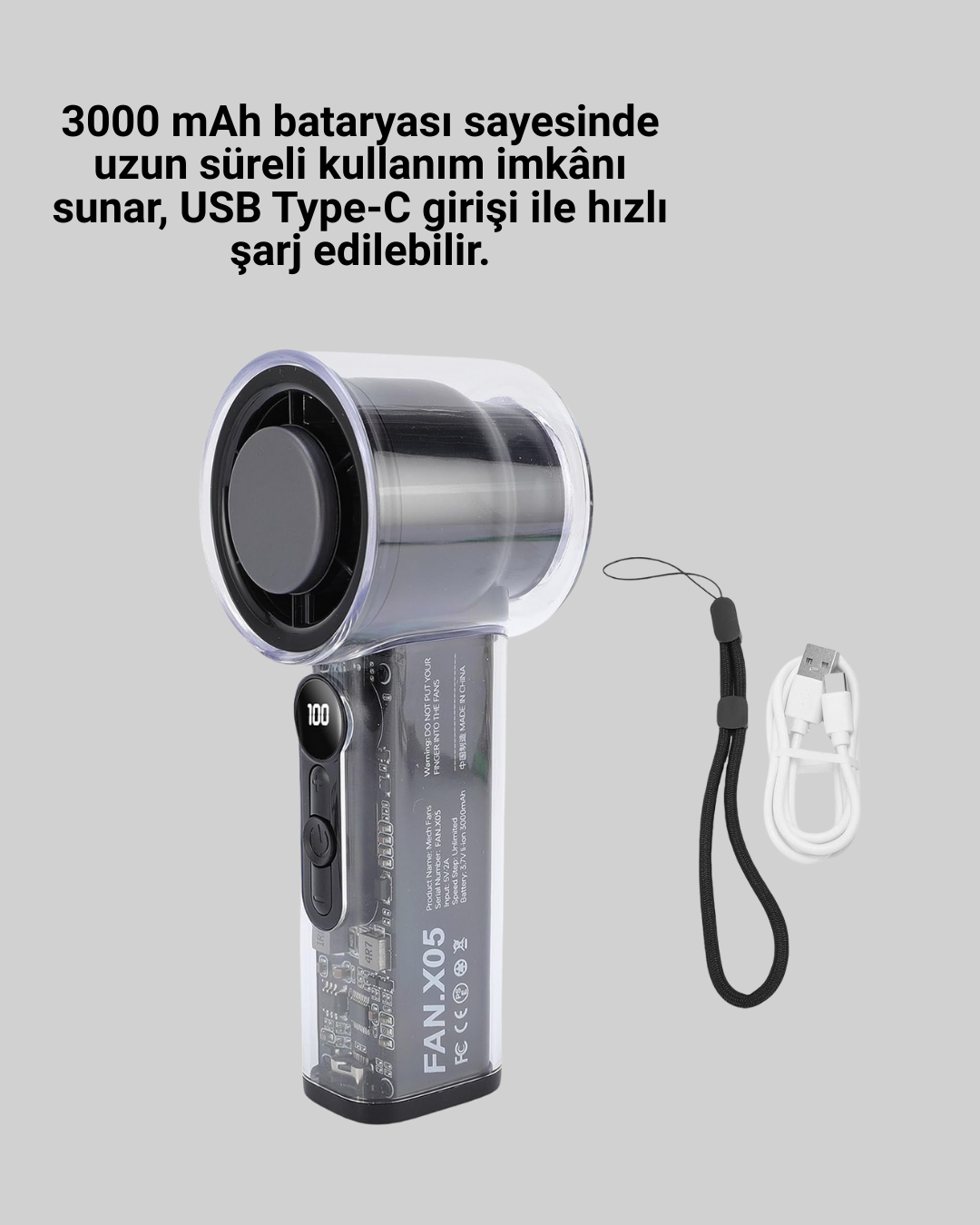 Kompakt Dijital Ekranlı Fan | 100 Seviye Hız + Sessiz Çalışma