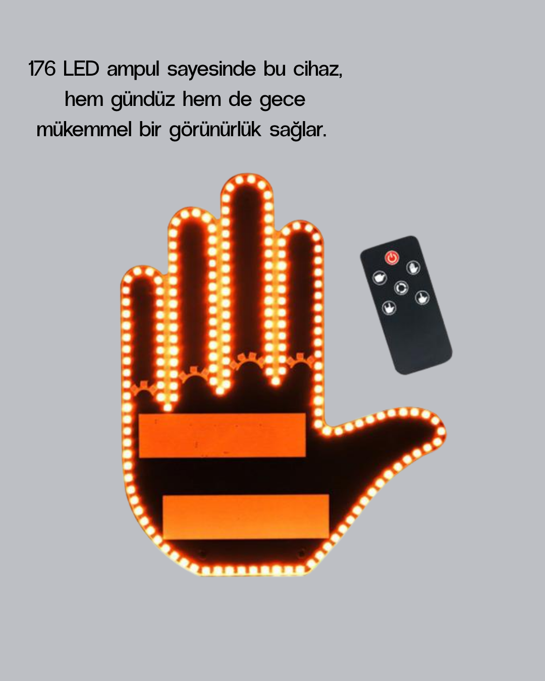 El Hareketiyle Kontrol Edilen 176 LED Amber Güvenlik Lambası