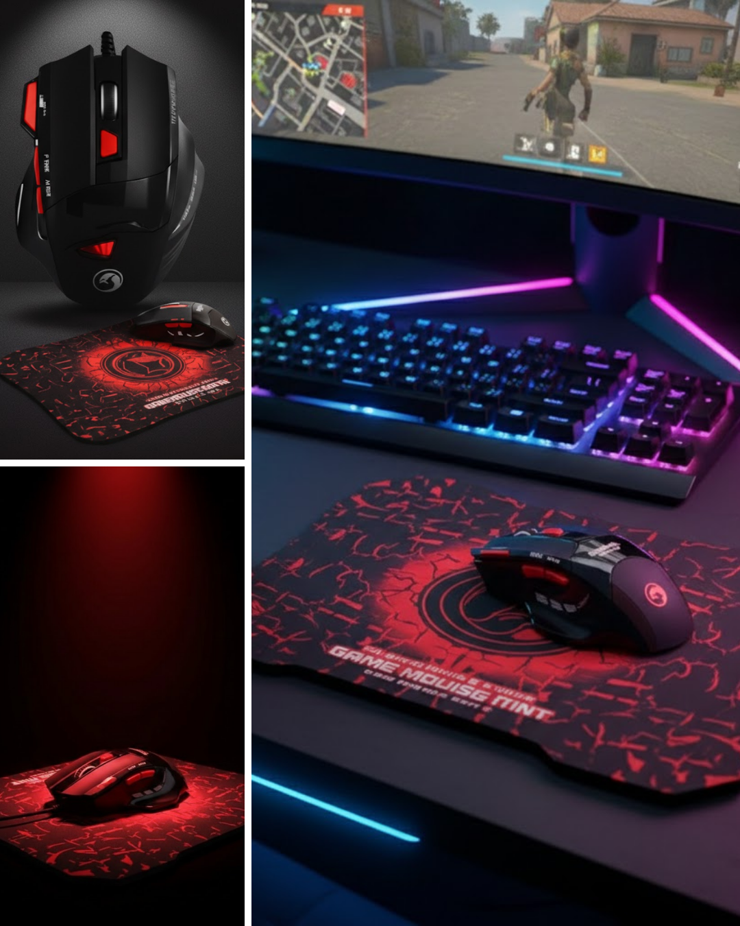 Ergonomik Gaming Mouse ve Mousepad 3 DPI Ayarlı LED Işıklı Tasarım