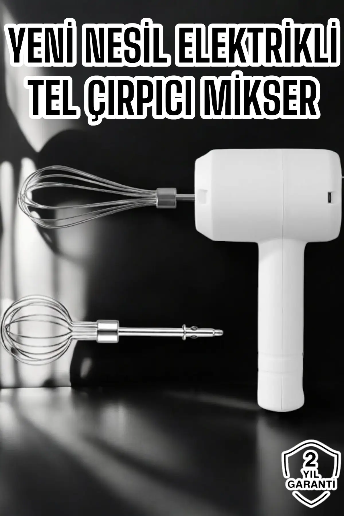 Mikser Çırpıcı Şarjlı Mini Taşınabilir Beyaz Tel Çırpıcı Paslanmaz Çelik