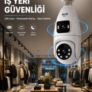 Wi-Fi Çift Lens Ampul Kamera  Akıllı Ev Güvenliği