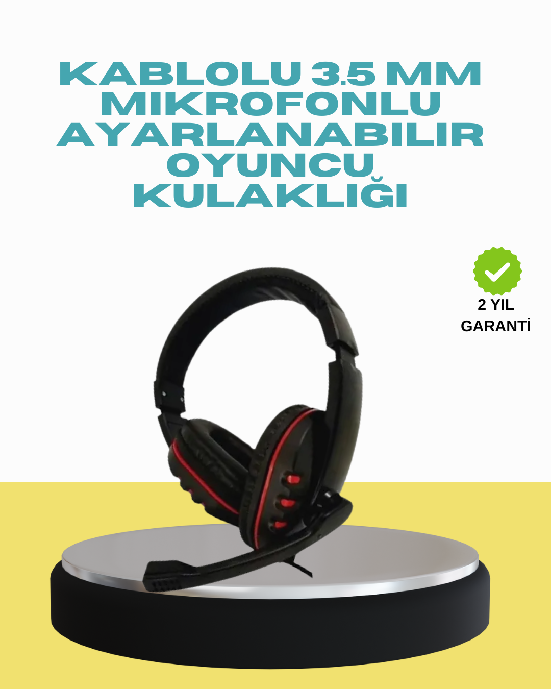 Kırmızı Işıklı Oyun Kulaklığı Kablolu Mikrofonlu Profesyonel