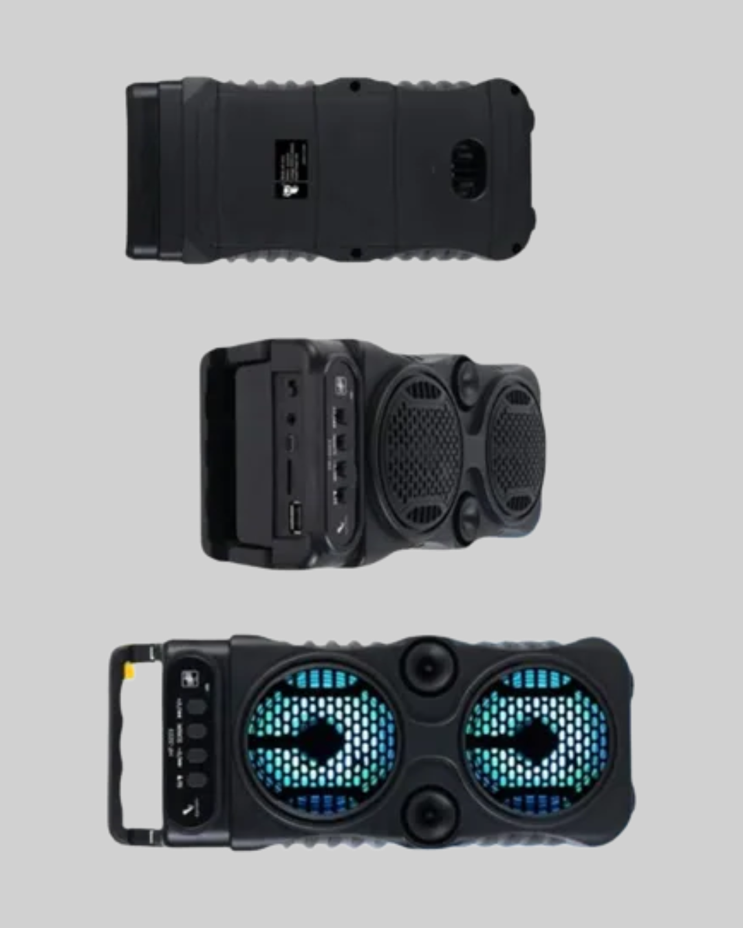 LED Işıklı Bluetoothlu Hoparlör Mikrofonlu Taşınabilir Ses Sistemi