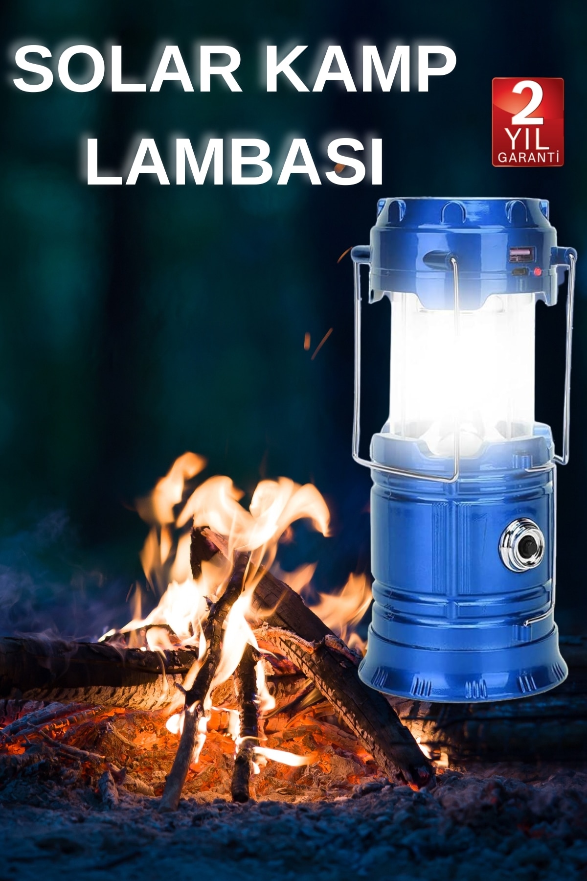 Kamp Lambası El Feneri Askılı Büyük Boy USB Şarjlı Işıldak