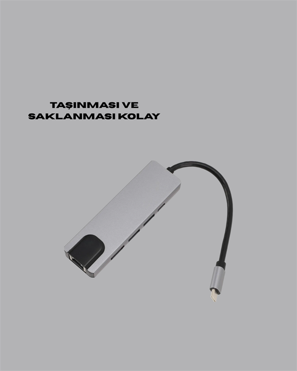 USB‑C Çoklu Bağlantı Merkezi – 5 Gbps, 100‑240 V, Sağlam Eloksal Tasarım