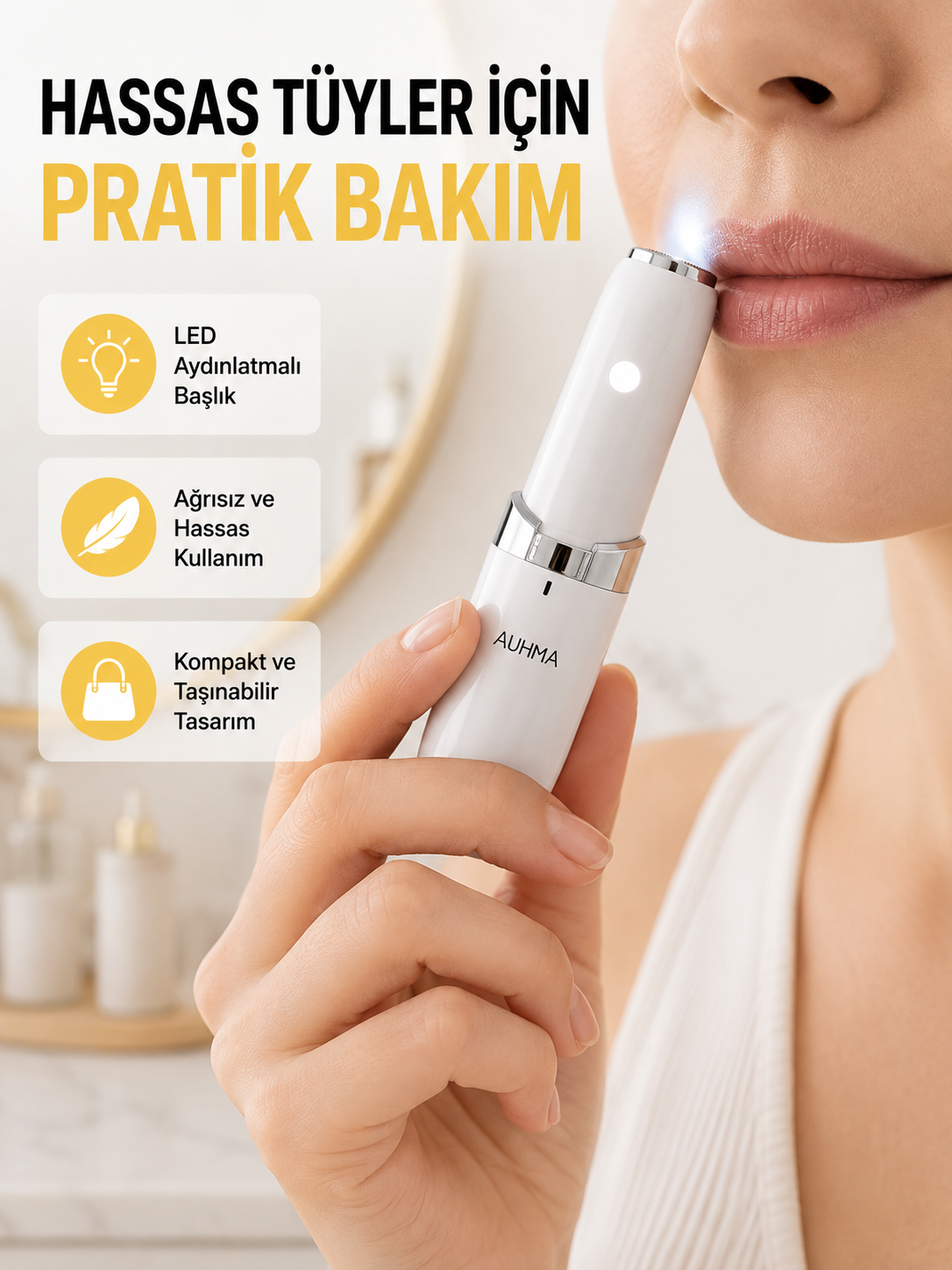 Taşınabilir Yüz Epilatörü Pürüzsüz ve Konforlu Epilasyon