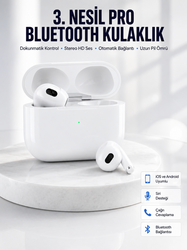 Bluetooth Kulaklık 3. Nesil Ios Android Uyumlu Yeni Nesil Wireless Charge