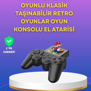 2.4 İnç Ekranlı 500 Oyunlu Taşınabilir Retro Oyun Konsolu, Şarjlı El Tipi Mini