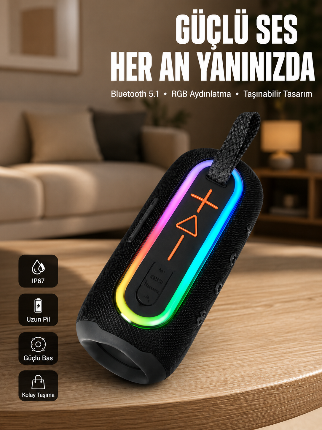 Uzun Pil Ömürlü Bluetooth 5.1 Hoparlör Yeni Nesil
