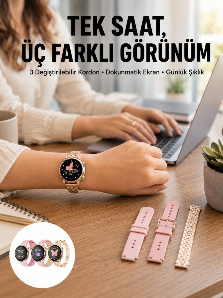 Akıllı Saat – Dokunmatik Ekran, Spor Modu ve Kalp Atış Sensörü Yeni Nesil