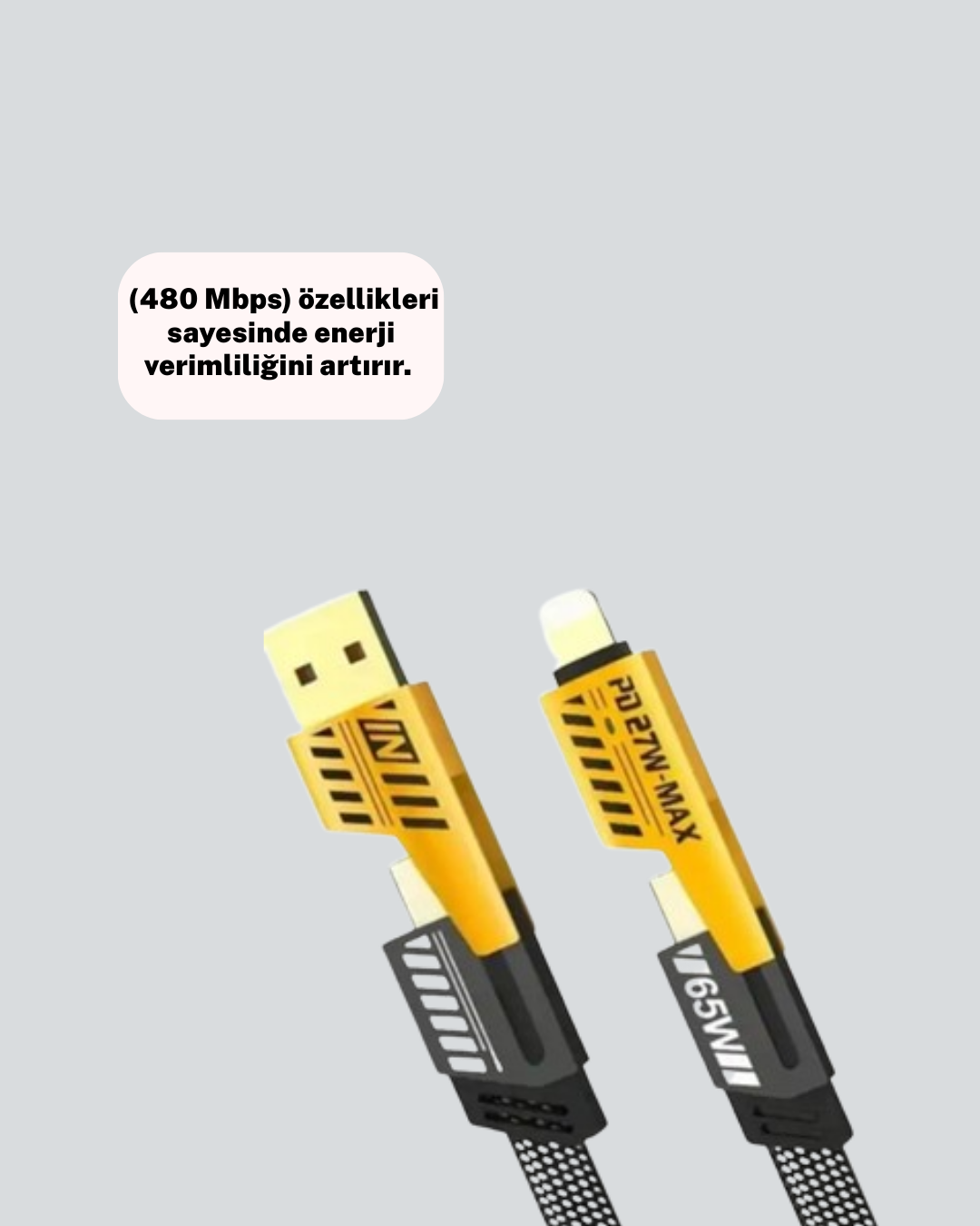 Örgülü Tasarım 4’ü 1 Arada USB-C Lightning Hızlı Şarj Kablosu