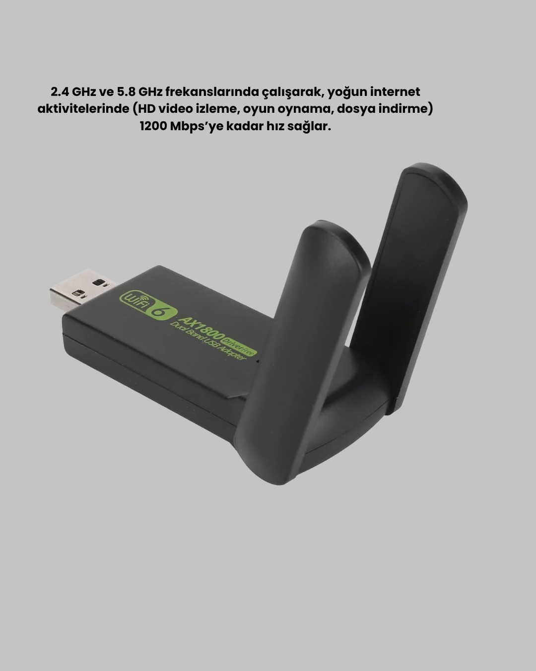 Ultratekno Dual Band WiFi Adaptör – 1200 Mbps, USB 3.0, Çift Antenli, Geniş Kapsama Alanı ve Yüksek Hız