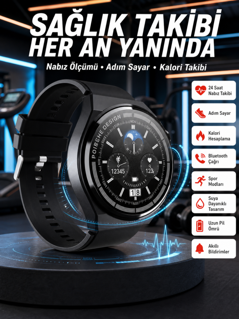 En Çok Tercih Edilen Akıllı Saat Amoled Ekran Nabız Sensörü GPS Uyumlu Adımsayar