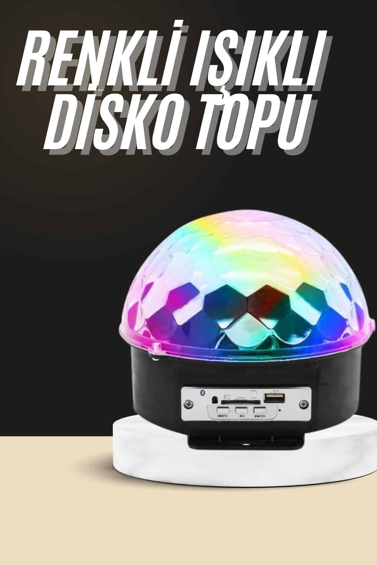 Bluetooth Hoparlörlü USB Müzik Çalar Kumandalı Led Işık Disko Topu