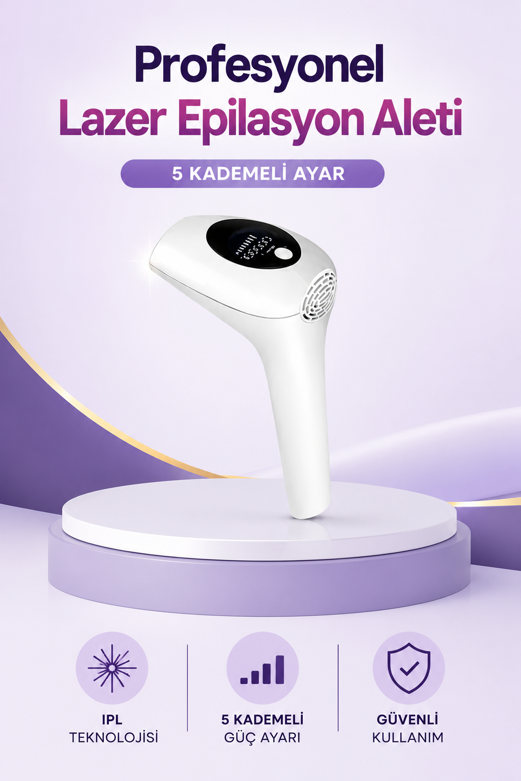 IPL Lazer Epilasyon Aleti 5 Kademeli Güç Ayarlı
