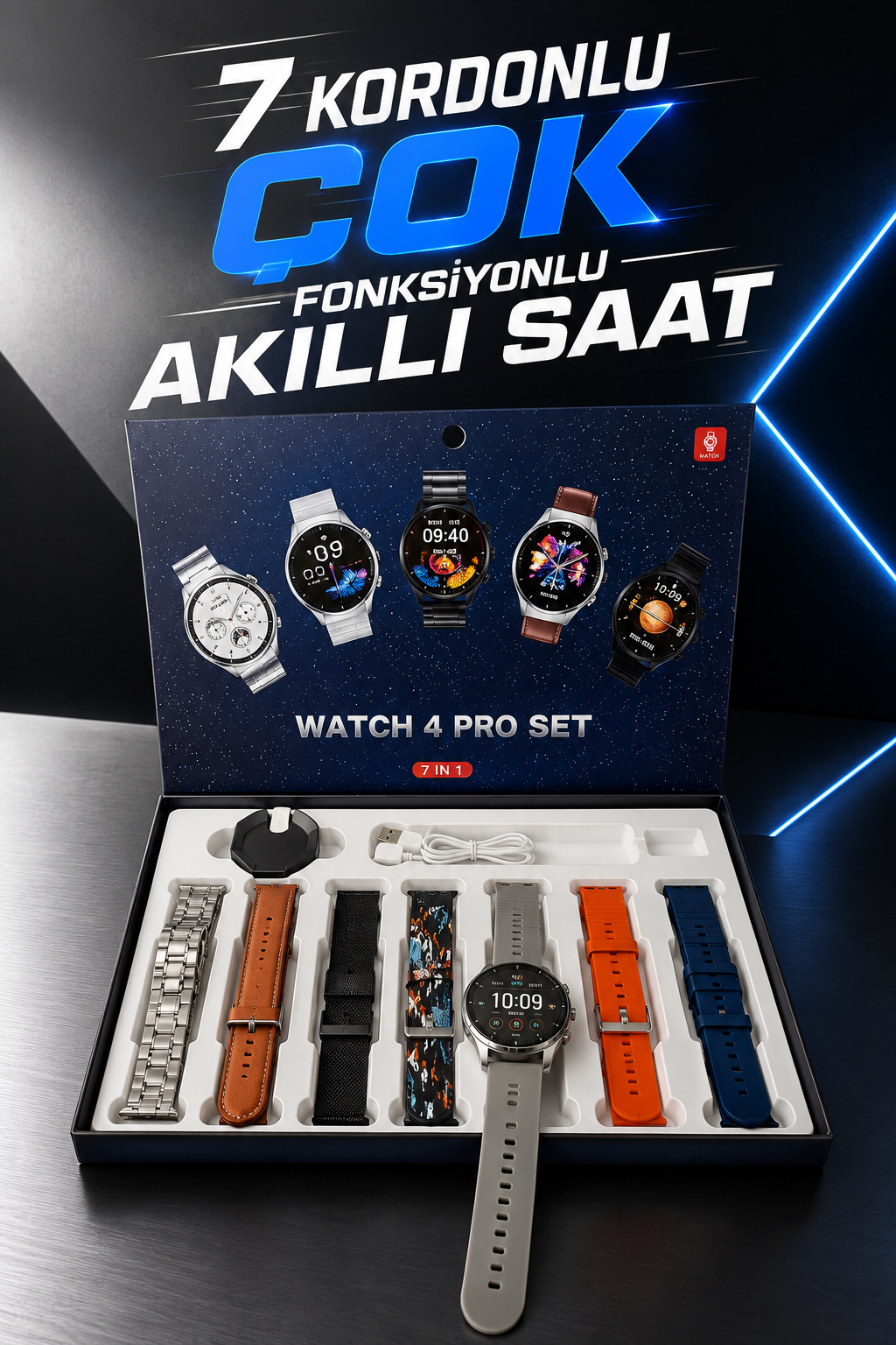 Akıllı Saat 7 Kordonlu Yeni Nesil Arama Cevaplayan Çok Fonksiyonlu