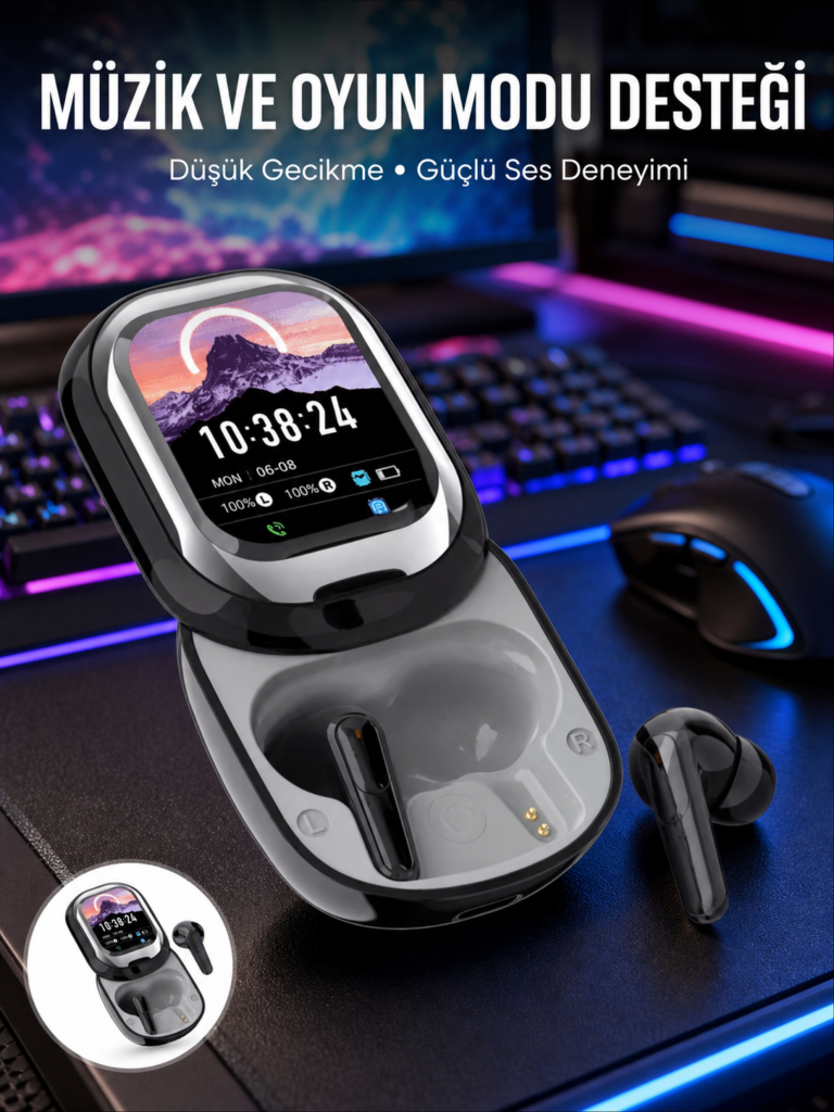 Kişiselleştirilebilir LED Ekranlı Bluetooth Kulaklık – Oyun & Müzik Modlu