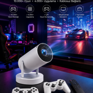 Projeksiyon Cihazı Video Oyun Konsolu Projektör Taşınabilir Ayaklı Çift Kollu 4K Çözünürlüklü
