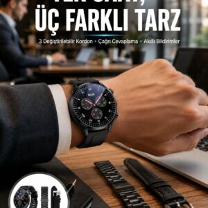 Akıllı Saat Yeni Nesil Üç Kordonlu Nabız Ölçer Çağrı Cevaplama Yeni Nesil