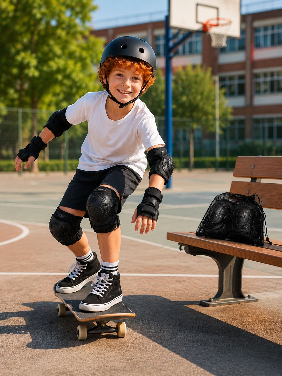 Çocuk Kaykay Paten Scooter Bisiklet Koruyucu Dizlik Seti 2 Adet Siyah