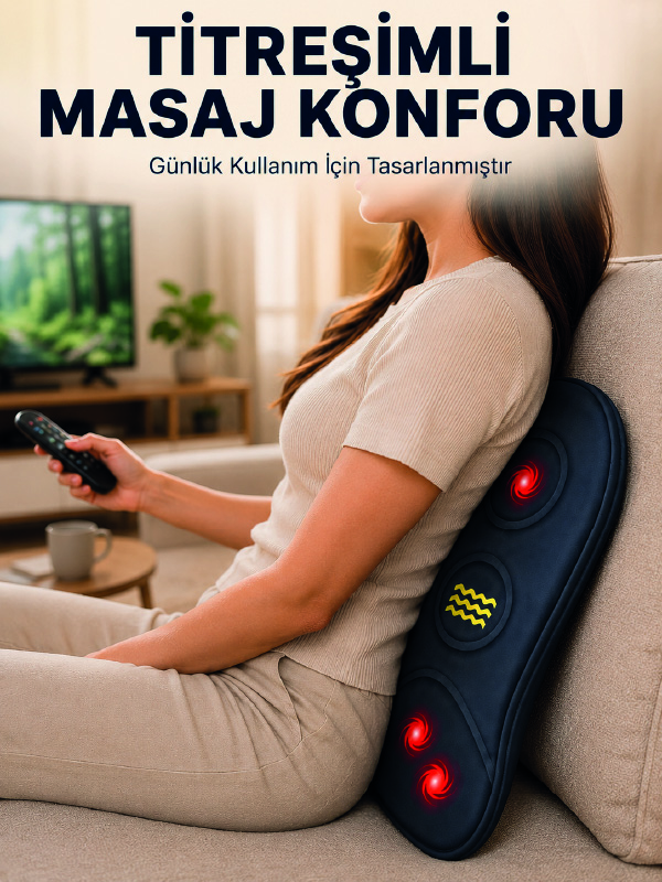 Ergonomik Isıtmalı Bel Masaj Minderi Sırt Destek Minderi