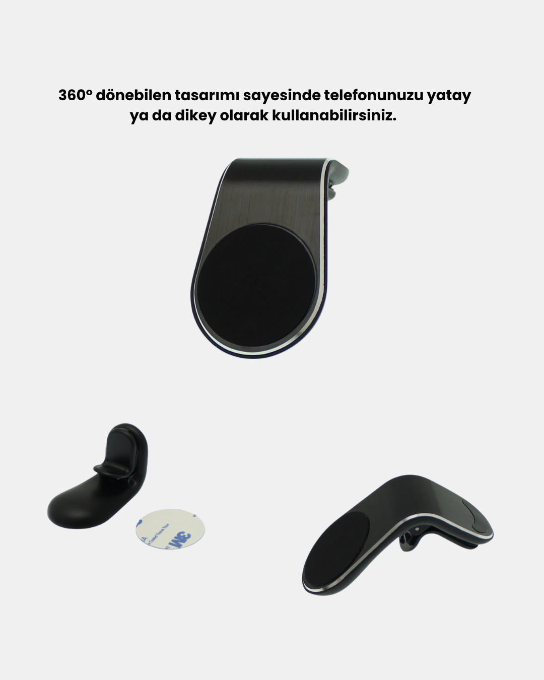 Araç İçi Manyetik Telefon Tutucu Güçlü Klipsli ve 360 Derece Ayarlanabilir