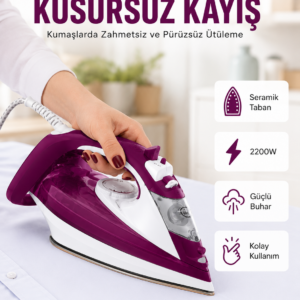 Buharlı Kablolu Ütü 2200 Watt Kireçlenme Önleyici Şok Buharlı Yeni Nesil