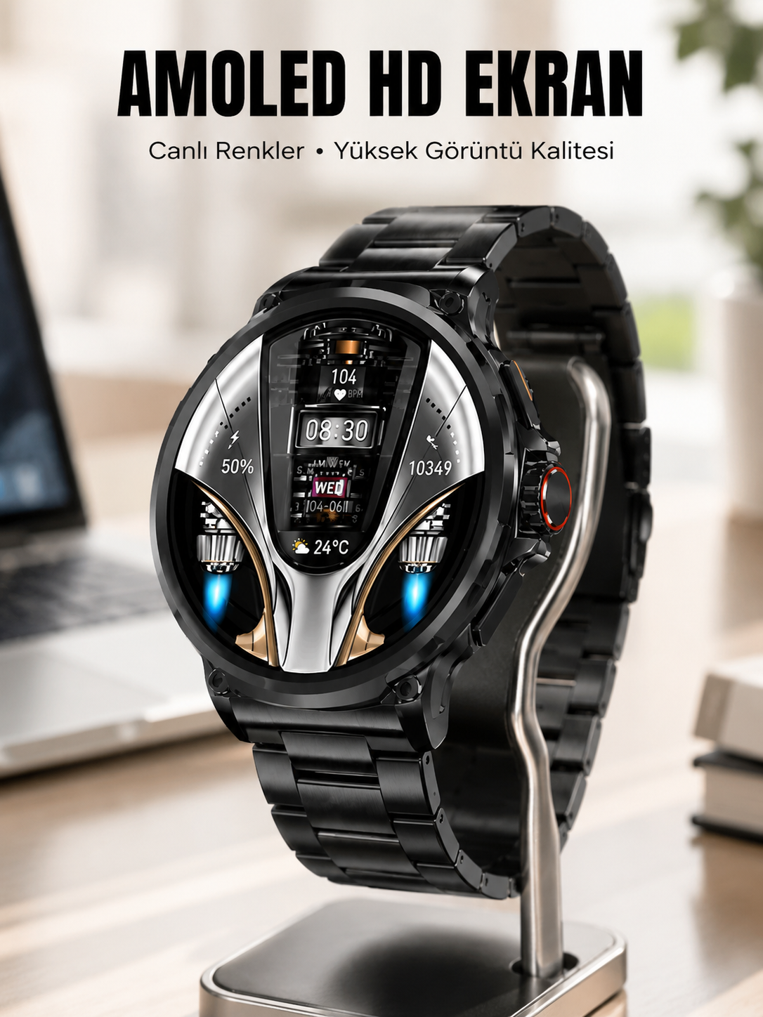 Şık Metal Kasa ve Değiştirilebilir Kordonlarla SW80 Smartwatch Yeni Nesil