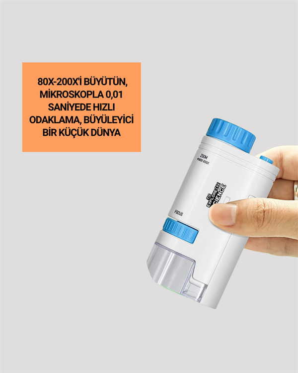 ABS Gövdeli Öğrenci ve Hobi Mikroskobu – Mavi Renk Yeni Nesil