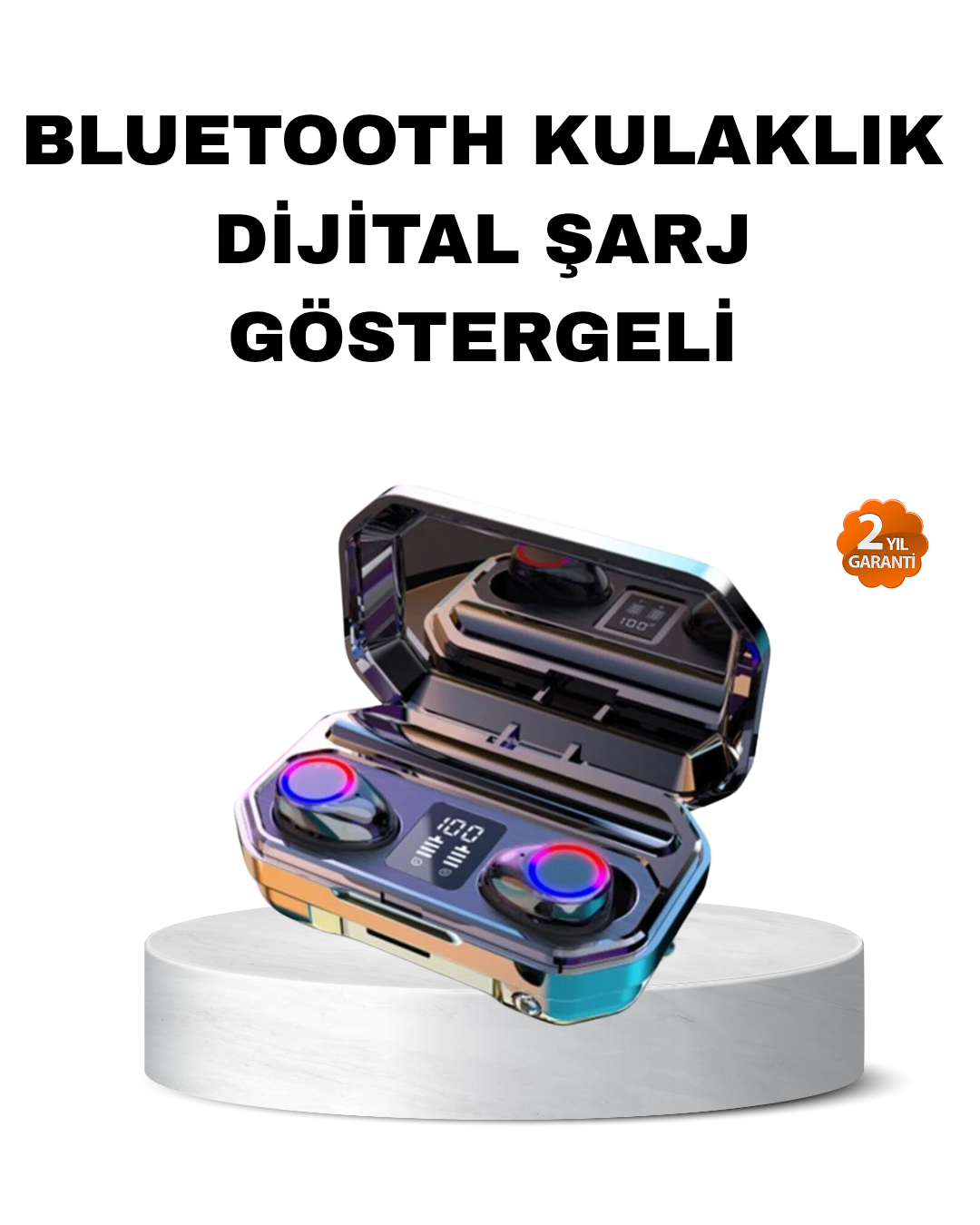 Kablosuz Kulaklık Uzun Pil Ömürlü Şarj Kutulu Ergonomik Hafif Tasarım