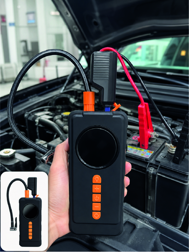 Dijital Araç Kompresörü 4 Fonksiyonlu Akü Takviye Lastik Şişirme Powerbank ve LED El Feneri