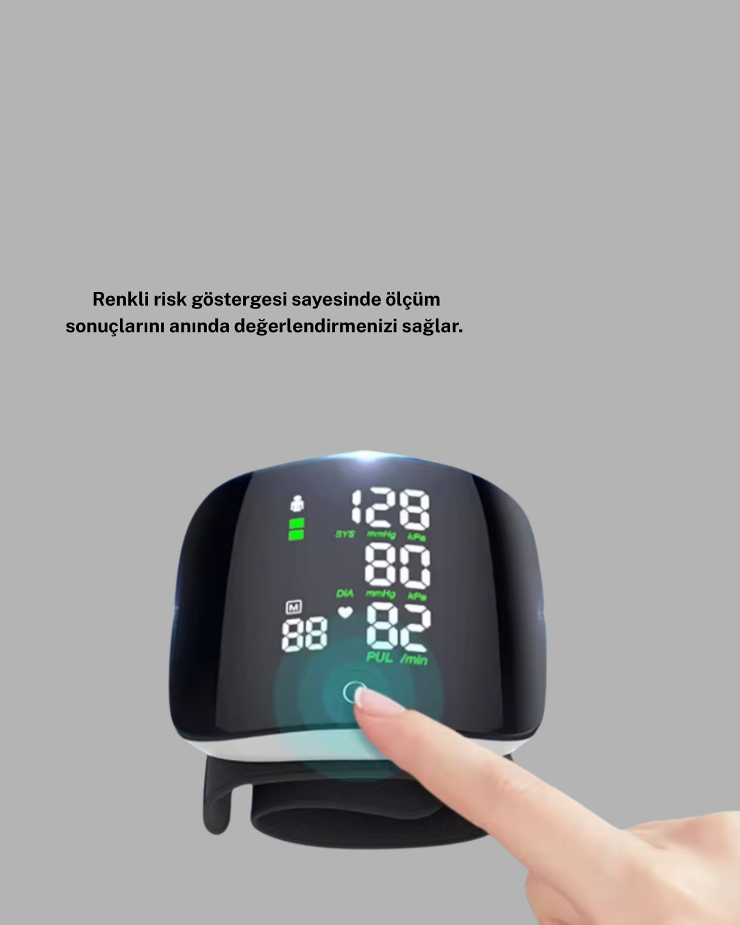 Taşınabilir Dijital Tansiyon Aleti – Bilekten Ölçüm, Aritmi Uyarısı ve Risk Göstergesi