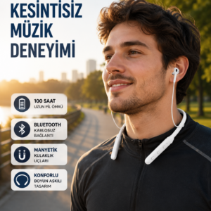 Uzun Süre Dayanıklı Manyetik Başlıklı Bluetooth Kulaklık