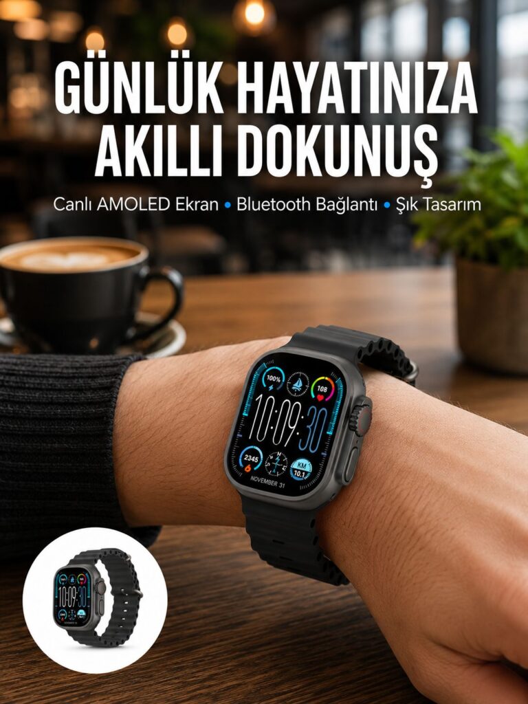 AMOLED Akıllı Saat Bluetooth Arama Su Geçirmez Yeni Nesil