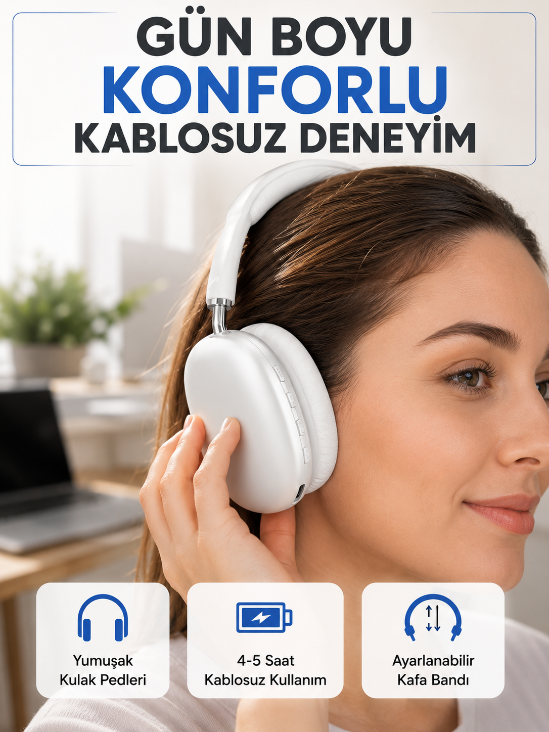 Gürültü Azaltmalı Bluetooth Kulaklık | 5 Saat Kesintisiz Müzik Yeni Nesil