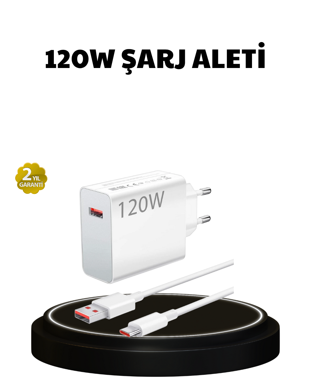 120W Ultra Hızlı Şarj Adaptörü USB-C Destekli Güçlü Şarj Teknolojisi