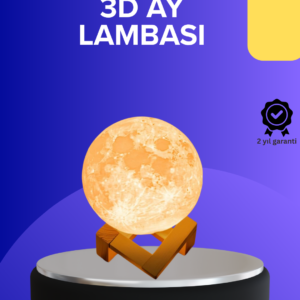 16 Renkli 3D Baskılı Ay Lambası Ahşap Standlı