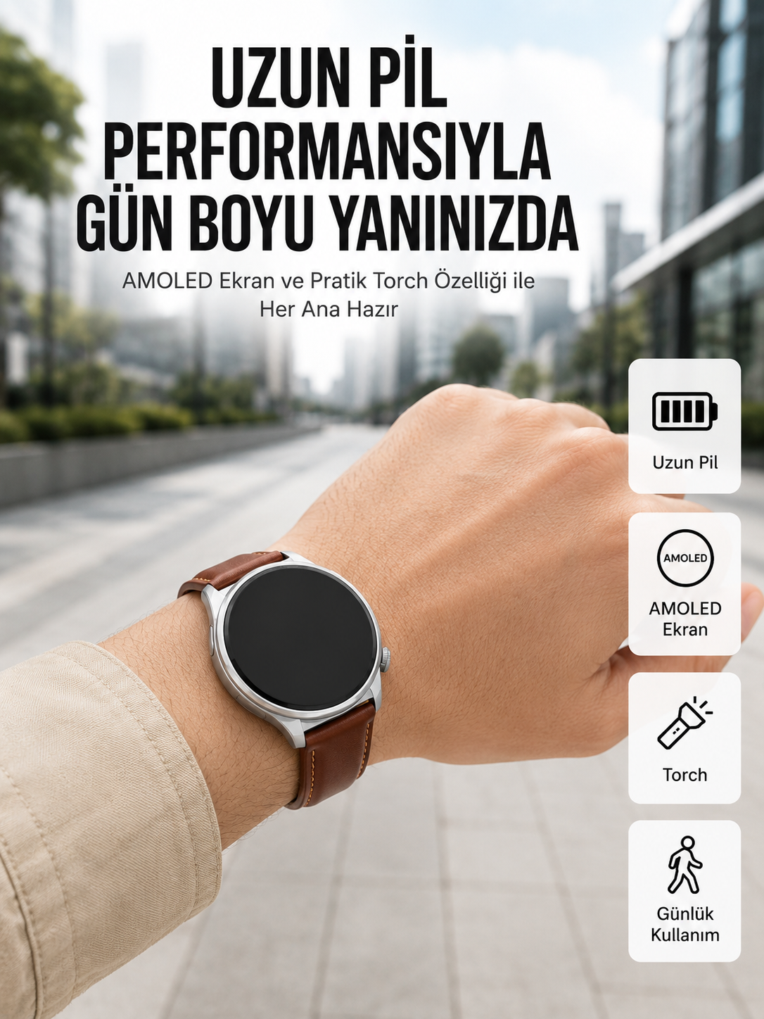 10 Gün Şarj Dayanımı Sunan AMOLED Ekran Akıllı Saat Yeni Nesil