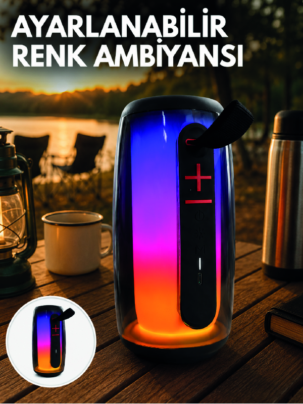 RGB Aydınlatmalı Kablosuz Bluetooth Hoparlör USB Bellek TF Kart Destekli