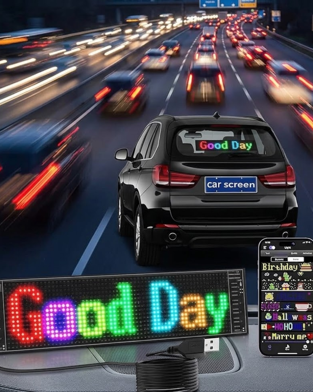 RGB LED Yazı Paneli Telefon Kontrollü Kayan Yazı Animasyonlu Ekran