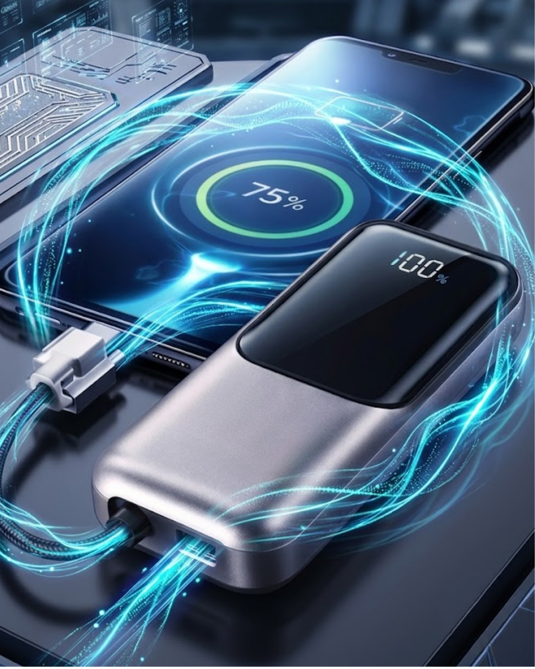 LED Ekranlı Süper Fast Charge Özellikli Mini Powerbank