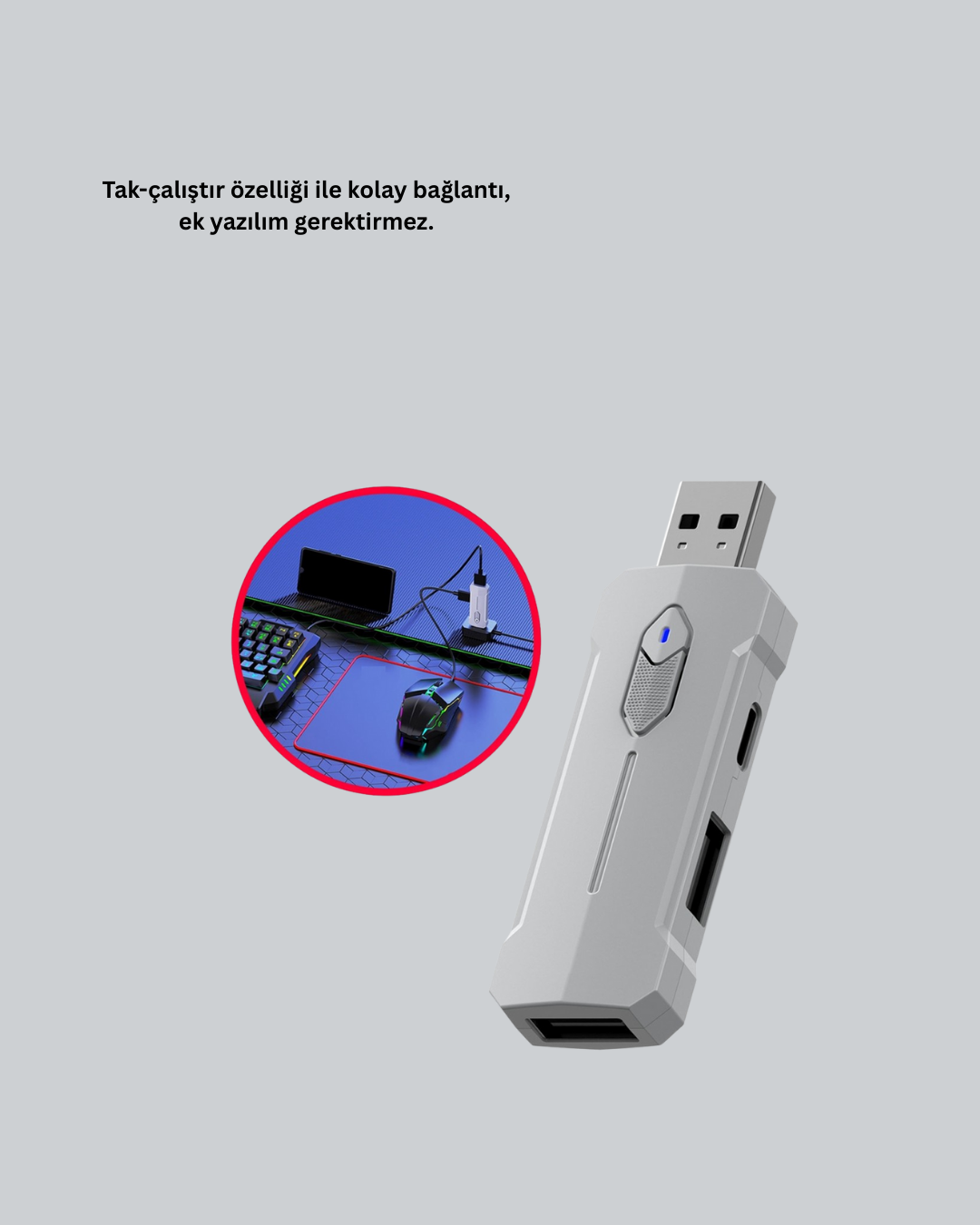 Rekabetçi Mobil Oyun Aksesuarı | Klavye + Mouse + Hızlı Dönüştürücü